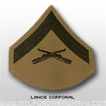 USMC Male Green/Khaki Shoulder Insignia: E-3 Lance Corporal (LCpl)