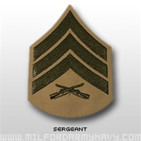 USMC Male Green/Khaki Shoulder Insignia: E-5 Sergeant (Sgt)