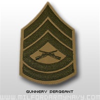 USMC Male Green/Khaki Shoulder Insignia: E-7 Gunnery Sergeant (GySgt)
