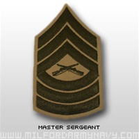USMC Male Green/Khaki Shoulder Insignia: E-8 Master Sergeant (MSgt)