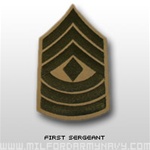 USMC Male Green/Khaki Shoulder Insignia: E-8 First Sergeant (1stSgt)