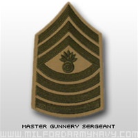 USMC Male Green/Khaki Shoulder Insignia: E-9 Master Gunnery Sergeant (MGySgt)