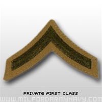 USMC Womens Chevron Embroidered Green/Khaki: E-2 Private First Class (PFC)