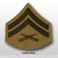 USMC Womens Chevron Embroidered Green/Khaki: E-4 Corporal (Cpl)