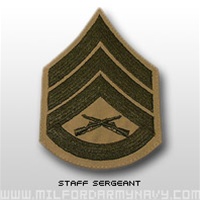 USMC Womens Chevron Embroidered Green/Khaki: E-6 Staff Sergeant (SSgt)
