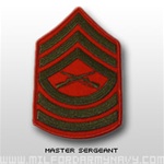 USMC Womens Chevron Embroidered Merrowed Green/Red - New Issue: E-8 Master Sergeant (MSgt)