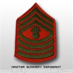 USMC Womens Chevron Embroidered Merrowed Green/Red - New Issue: E-9 Master Gunnery Sergeant (MGySgt)
