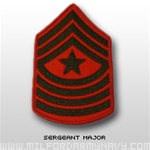 USMC Womens Chevron Embroidered Merrowed Green/Red - New Issue: E-9 Sergeant Major (SgtMaj)