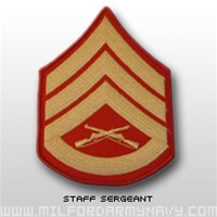 USMC Male Gold/Red Shoulder Insignia: E-6 Staff Sergeant (SSgt)