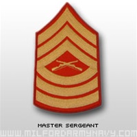 USMC Male Gold/Red Shoulder Insignia: E-8 Master Sergeant (MSgt)