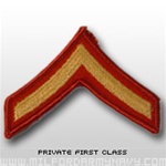 USMC Womens Chevron Embroidered Merrowed Gold/Red - New Issue: E-2 Private First Class (PFC)