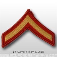 USMC Womens Chevron Embroidered Merrowed Gold/Red - New Issue: E-2 Private First Class (PFC)
