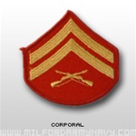 USMC Womens Chevron Embroidered Merrowed Gold/Red - New Issue: E-4 Corporal (Cpl)