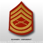 USMC Womens Chevron Embroidered Merrowed Gold/Red: E-7 Gunnery Sergeant (GySgt)