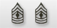 US Army Enlisted Rank - Superior Subdued Black Metal Collar Insignia: E-8 First Sergeant (1SG)