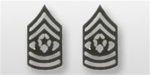 US Army Enlisted Rank - Superior Subdued Black Metal Collar Insignia: E-9 Command Sergeant Major (CSM)