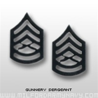 USMC Black Metal Collar Insignia: E-7 Gunnery Sergeant (GySgt)