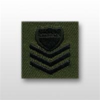 USCG Collar Device - Sew On: E-6 Petty Officer First Class (PO1) - Subdued - On OD-Green
