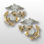 USMC Officer Collar Device: Dress Uniform - Gold & Silver
