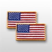 US Flag Patch: American Flag 2î X 3î - Gold Merrowed Edge - 2 Each