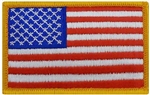 US Flag Patch: American Flag 2î X 3î - Gold W/ Hook Closure - 1 Each