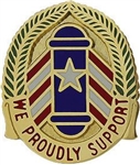 US Army Unit Crest:  166th Support Group - Motto: WE PROUDLY SUPPORT