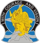 US Army Unit Crest: 201st Battlefield Service LNCE Brigade - Motto: WITH COURAGE AND VISION