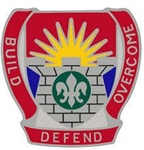 US Army Unit Crest: 204th Engineer Bn - Motto: BUILD DEFEND OVERCOME