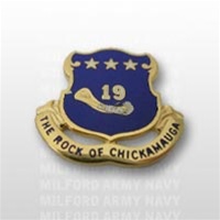 US Army Unit Crest: 19th Infantry Regiment - Motto:  THE ROCK OF CHICKAMAUGA