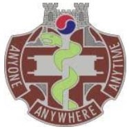 US Army Unit Crest: 421st Medical Battalion - Motto: ANYONE ANYWHERE ANYTIME