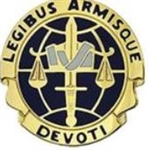 US Army Unit Crest: Legal Services Agency - Motto: LEGIBUS ARMISQUE DEVOTI