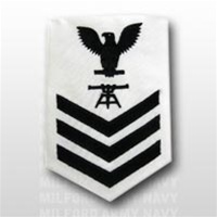 US Navy Petty Officer First Class Rating Badge - E6: FT - Fire Control Technician - Male - Blue On White CNT