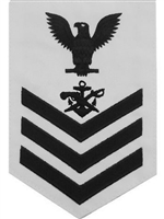 Navy E6 Rating Badge: Special Warfare Boat Operator - white