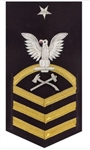 US Navy Senior Chief Petty Officer Rating Badge with Specialty - E8: DC - Damage Controlman - Male - Vanchief - Gold on Blue