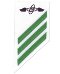 US Navy Combo Rating Badge - E3: AT - Aviation Electronic Technician - 3 Stripes - White Poplin