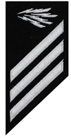 US Navy Combo Rating Badge - E3: RM - Radioman - 3 Stripes - Blue Serge