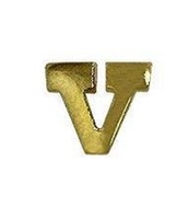 Attachment: Gold Letter "V" - Hamilton Finish (Large) - For Ribbon or Full Size Medal