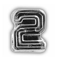Attachment: Flight Numeral -  Silver Finish #2 - For Ribbon, Full Size Medal or Mini Medal