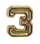Attachment: Flight Numeral - Gold Finish #3 - For Ribbon, Full Size Medal or Mini Medal