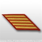 USMC Female Service Stripes - New Issue - Gold Embroidered on Red: Set Of 5