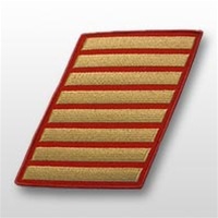 USMC Female Service Stripes - New Issue - Gold Embroidered on Red: Set Of 6