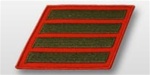 USMC Male Service Stripes - Green Embroidered on Red: Set Of 4