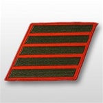 USMC Male Service Stripes - Green Embroidered on Red: Set Of 5