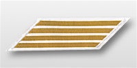 US Navy Female Hashmarks Gold Lace on White Background: Set of 5