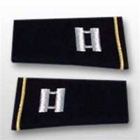 US Army Large Epaulets:  O-3 Captain (CPT) - Male - For Commando Sweater Or Shirt - Rayon Embroidered
