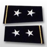 US Army Large Epaulets:  O-8 Major General (MG) - Male - For Commando Sweater Or Shirt - Rayon Embroidered