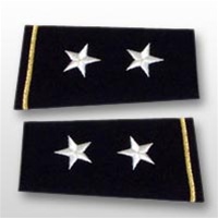 US Army Large Epaulets:  O-8 Major General (MG) - Male - For Commando Sweater Or Shirt - Rayon Embroidered