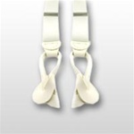 White Suspenders with Leather Ends, Button Holes - 42" Length x 1 1/8" Wide