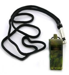 US Army Whistle: OD Plastic with Cord