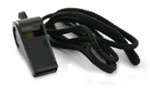 US Army Whistle: DI Black Plastic with Cord